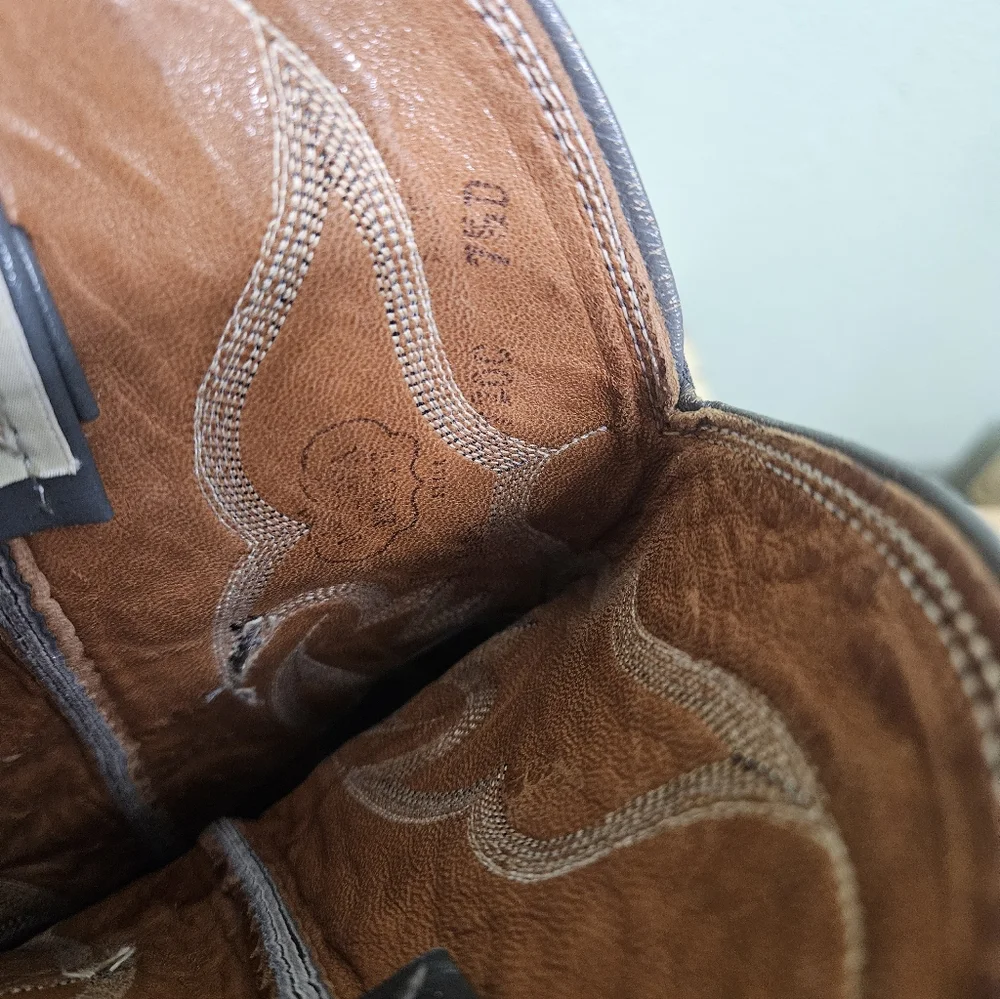 Nocona White Label Gray Ostrich Leather Western Boots 7.5 - Picture 10 of 11